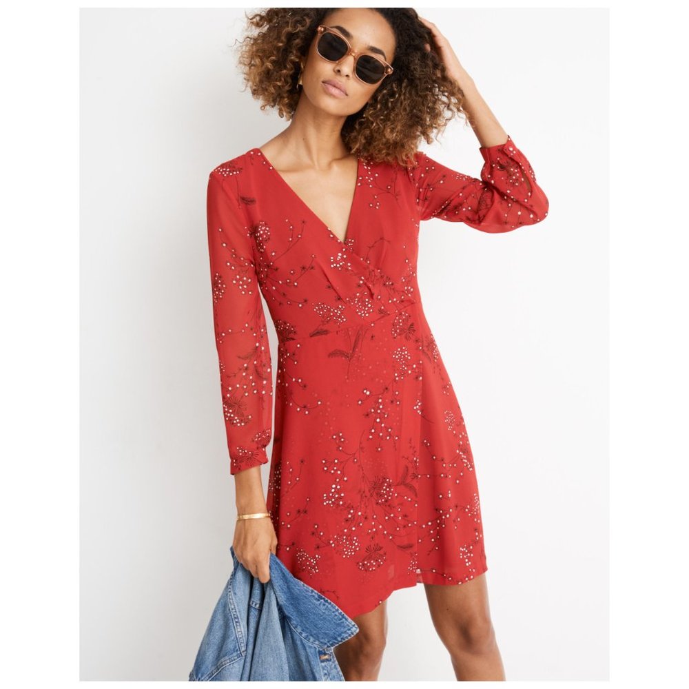 Madewell Hazelwood Wrap-Front Mini Dress in Windswept Floral